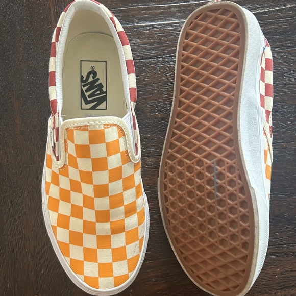 Vans Checkerboard Slip-On Shoes - Red, Blue, Orange - Picture 7 of 9
